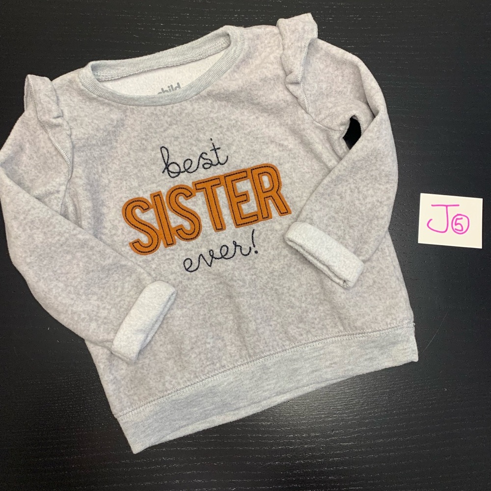 ⭐️2/$8.00⭐️ Carter's 12m Grey and Orange 'Best Sister Ever' Sweater
